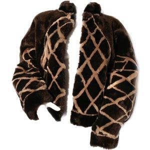 Genuine sable fur brown and golden bomber jacket